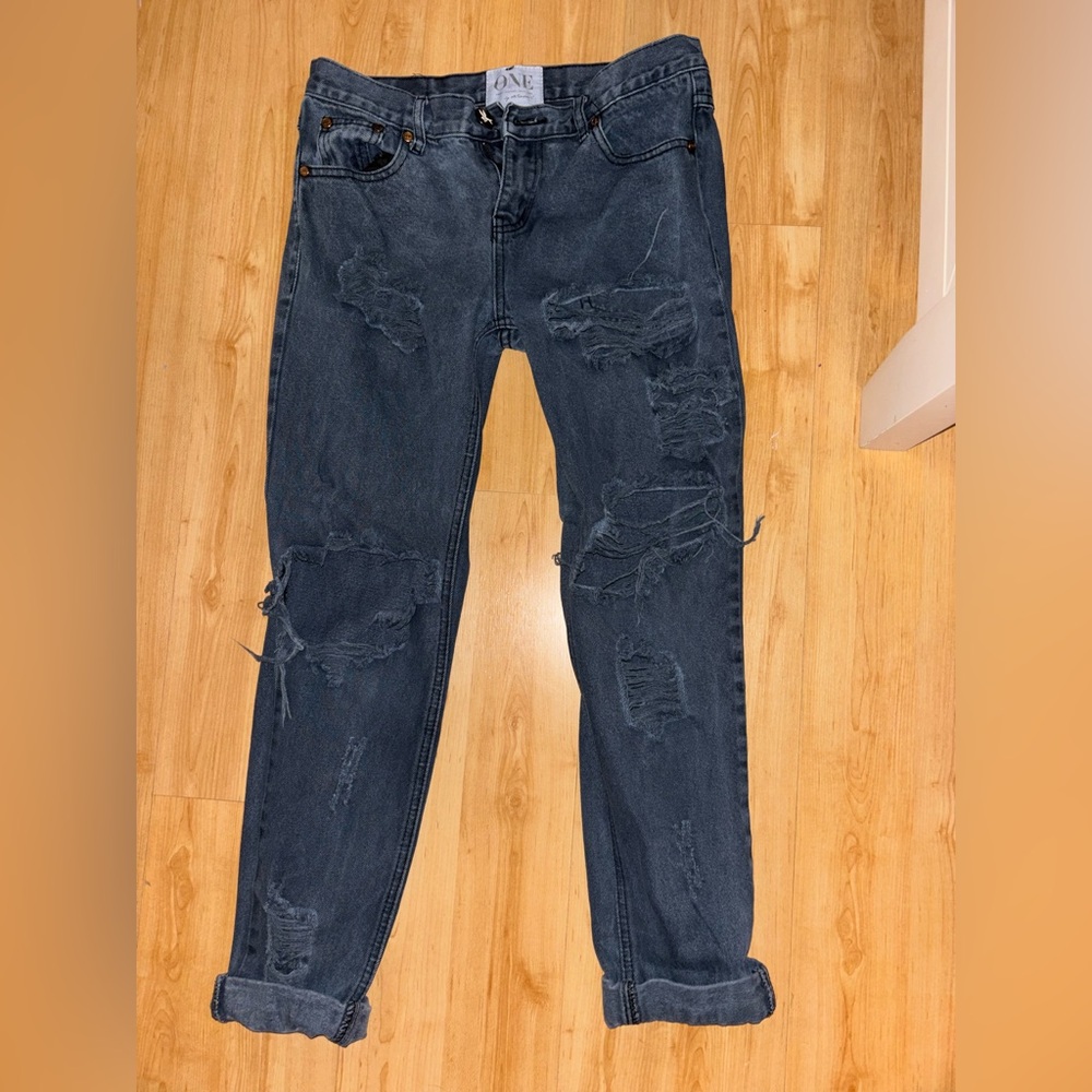 One Teaspoon Awesome Baggies Black Jeans Size 26